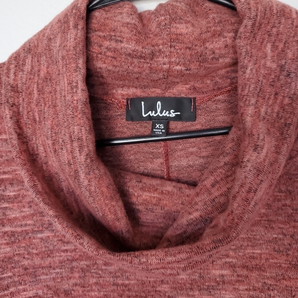 𝅺Lulu's Mattea Heathered Red Cowl Neck Midi Sweater Dress XS NWOT - Picture 11 of 16